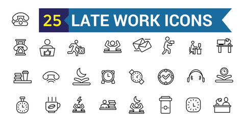 Wall Mural - late work icon. outline late work vector icon for ui design. outline icon collection. editable strok