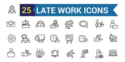 Wall Mural - late work icon. outline late work vector icon for ui design. outline icon collection. editable strok