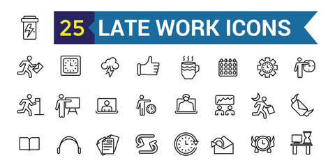 Wall Mural - late work icon. outline late work vector icon for ui design. outline icon collection. editable strok
