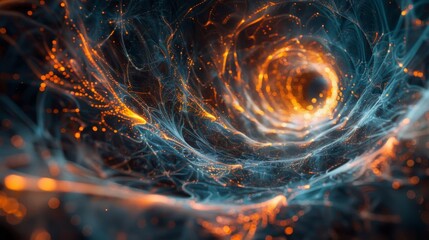 Wall Mural - A network of glowing lines forms a vortex, drawing the viewer's attention inwards.