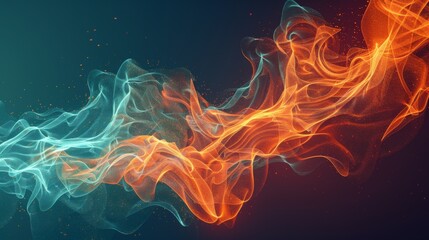 Wall Mural - A network of lines swirls and dances, resembling smoke rising from a fire, symbolizing the dynamic nature of connections.