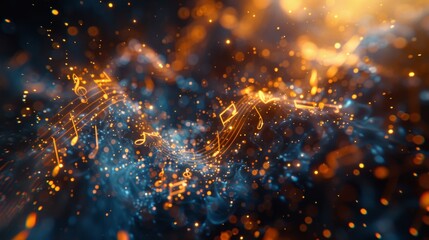 Wall Mural - A network of musical notes and symbols forms a visually pleasing representation of a musical composition.