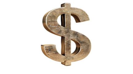 A 3D rendering of a dollar sign made of stone, isolated on a black background.  The sign is textured to look like rough stone.