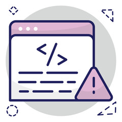 A flat design icon of web coding error 