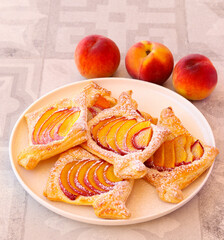 Canvas Print - Peach puff pastry cakes