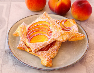 Canvas Print - Peach puff pastry cakes