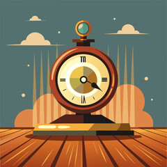 Wall Mural - vintage clock on wooden table, conceptual art of time slipping away