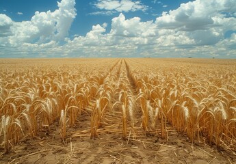 Wall Mural - A devastated wheat field after a severe drough