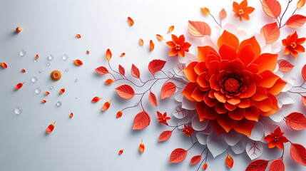White and orange floral copy space background for Diwali celebration
