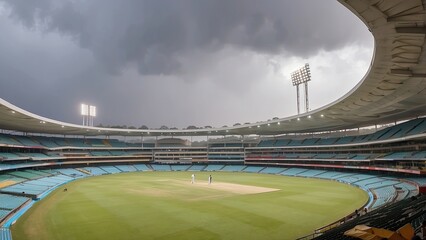 Wall Mural - heavy rain in cricket stadium
