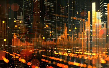 Aufkleber - Futuristic digital data visualization. Abstract representation of complex information with glowing graphs and charts. Ideal for technology themes.
