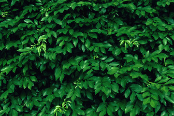Wall Mural - lush green hedge with leaves that are green and full