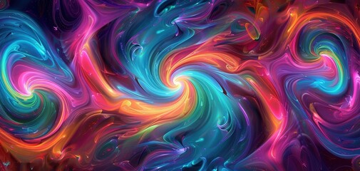 Poster - Vibrant abstract swirl art with a mix of bright colors, creating a dynamic and energetic visual effect perfect for creative designs.