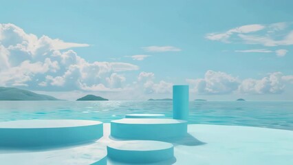 Wall Mural - Blue ocean with few small islands in distance