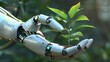 © Bijac - robotic hand cradling delicate seedling symbolizing ecofriendly ai 3d illustration