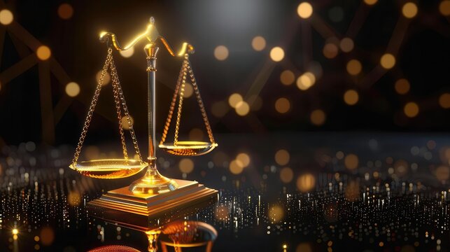 scales of justice balancing digital law and data in a modern world 3d illustration