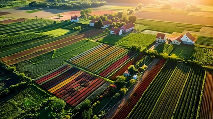 Wall Mural - Farmland with colorful fields