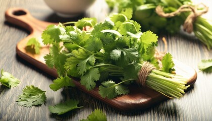 Wall Mural - fresh green cilantro on the table