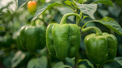 Wall Mural - Close-Up Of Bell Pepper Growing In Vegetable Garden