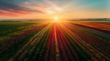 Wall Mural - Blooming fields with vibrant flowers image