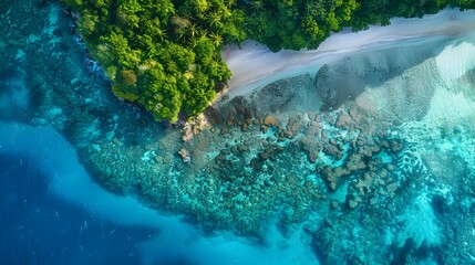 Sticker - Tropical island with a barrier reef img