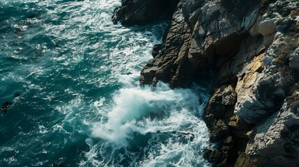 Sticker - Coastal cliff with crashing waves picture