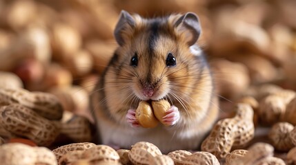Wall Mural - hamster eating peanuts