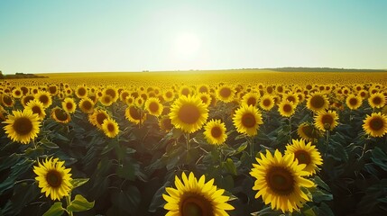 Wall Mural - Sunflower fields in full bloom