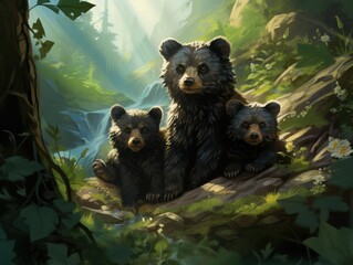 Wall Mural - bear in the woods