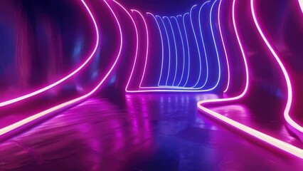 Wall Mural - Neon lit room with purple and blue lights