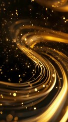 Canvas Print - Gold and black swirl of light and dark with lot of sparkles