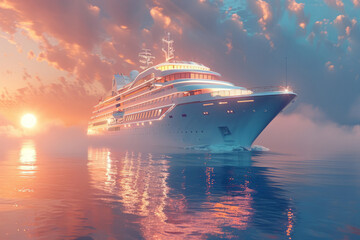 Luxury cruise ship, liner at sea