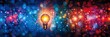 © weerasak - Colorful light bulb with bokeh effect, symbolizing creativity and innovation. Vibrant background with glowing particles, abstract concept image.