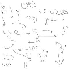 Hand drawn arrow doodles on white