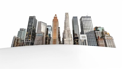 Wall Mural - city skyline with skyscrapers and a hill
