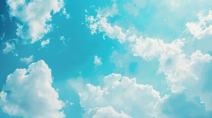Wall Mural - background of sky with scattered clouds in a blue hue