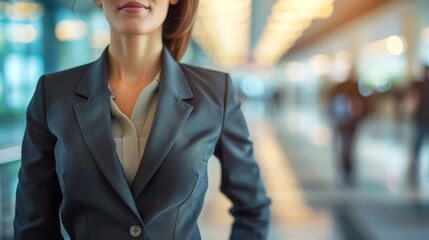 Wall Mural - Elegant Professional in Modern Business Environment, bokeh shot, Businesswoman suit-up