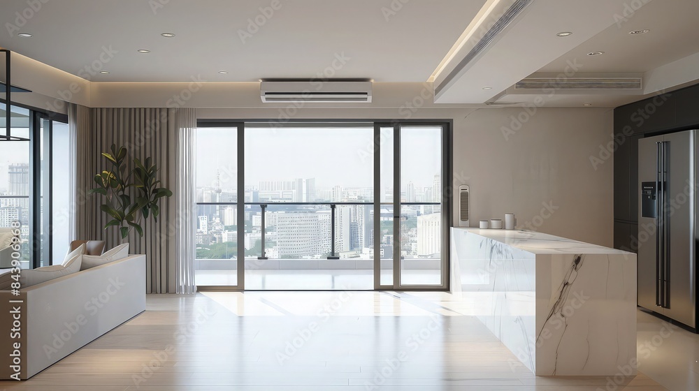 Luxurious apartment with an expansive open floor plan, including a ...