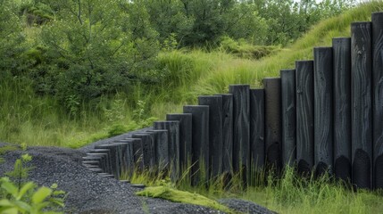 Wall Mural - ranging in size and shape the basalt pipes create an organic and uneven pattern yet still exuding a 