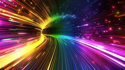 Wall Mural - Background Circular rainbow futuristic speed line concept with neon light display wallpaper AI generated image