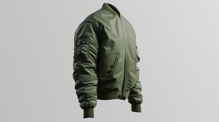 Wall Mural - Green Bomber Jacket Isolated on White Background, Generative AI