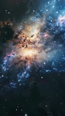 Wall Mural - Colorful galaxy with yellow star in middle
