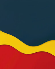 Wall Mural - Wavy yellow and red bands on a dark blue background with a distressed texture.
