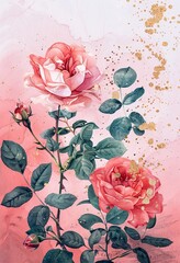 Wall Mural - Vintage Floral Illustration for Wedding Invitations Generative AI