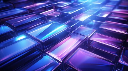 Wall Mural - 3d rendering of purple and blue abstract geometric background