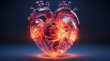 Wall Mural - 3d transparent heart shape on a dark background