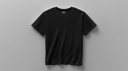 Black T-Shirt on Grey Background - Generative AI