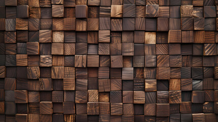 Wall Mural - Brown wooden acoustic panels wall texture on wood background for interior design