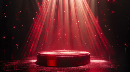 Poster - Atmospheric concert stage under radiant red lights with a mysterious vibe