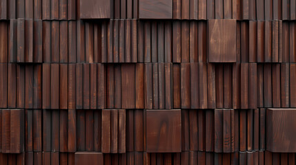 Wall Mural - Brown wooden acoustic panels wall texture on wood background for interior design